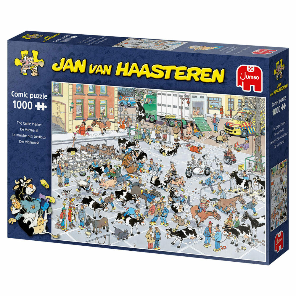 Jumbo Spiele Jan van Haasteren - Vieh-Markt, Puzzle, Erwachsenenpuzzle, Puzzlespiel, 1000 Teile, 19075