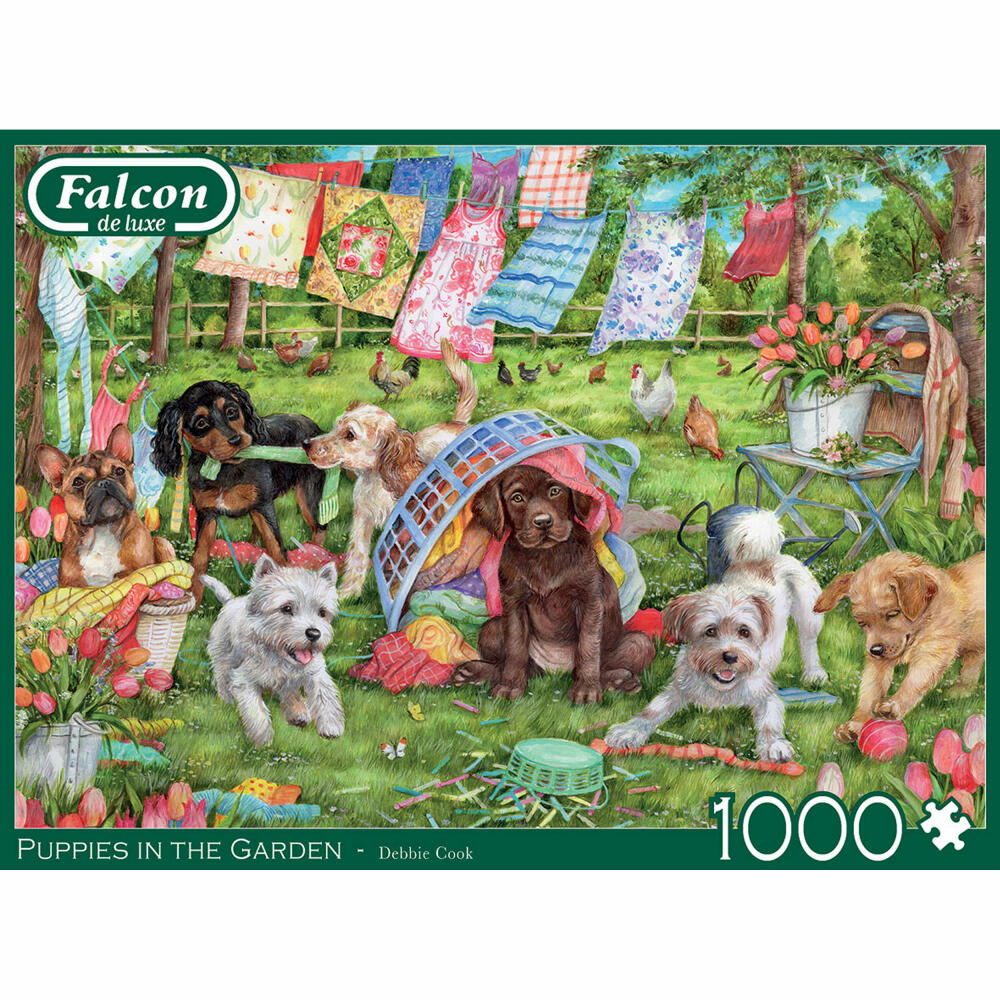 Jumbo Spiele Falcon Puppies in the Garden, Puzzle, Erwachsenenpuzzle, Puzzlespiel, 1000 Teile, 11390