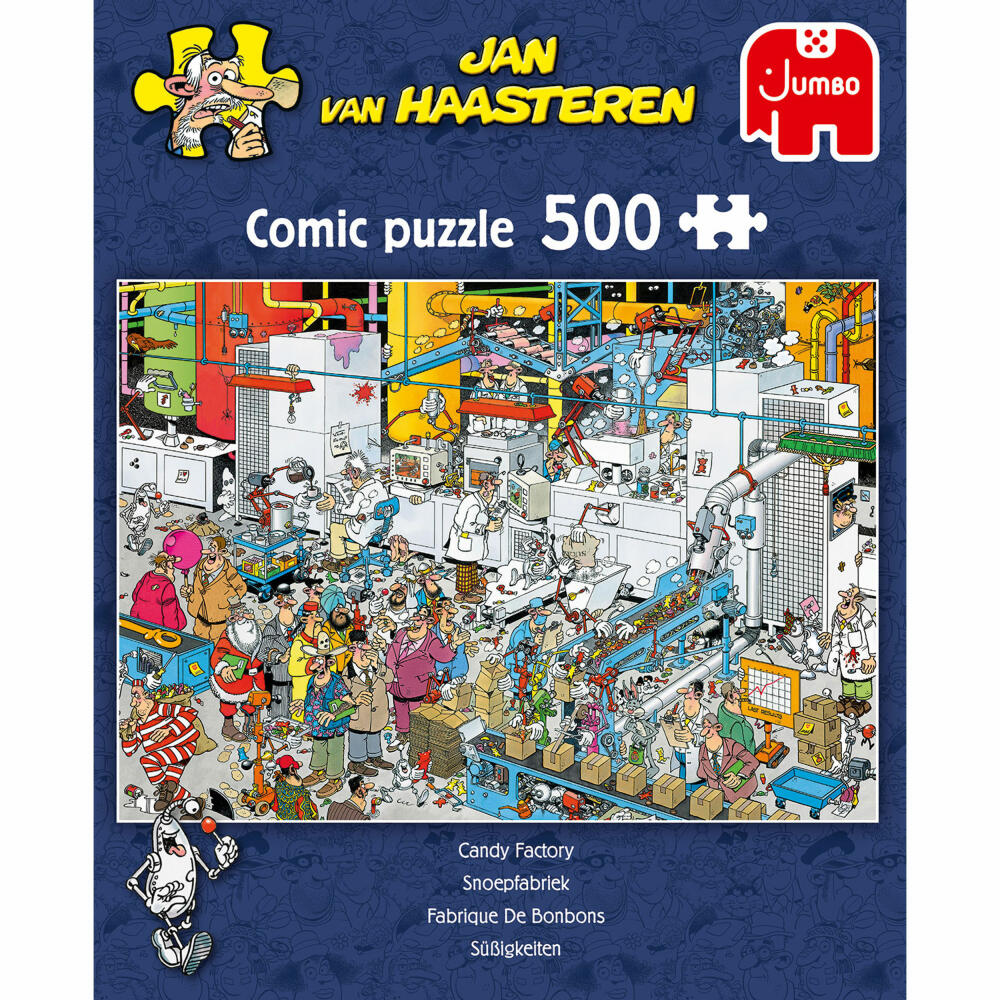 Jumbo Spiele Jan van Haasteren - Süßigkeiten Fabrik, Puzzle, Erwachsenenpuzzle, Puzzlespiel, 500 Teile, 19025