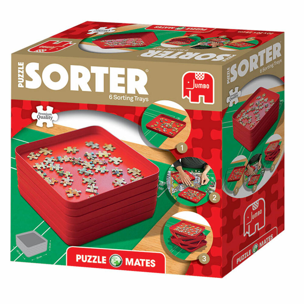 Jumbo Spiele Puzzle Mates - Sortierfächer, 6 Stück, Sortierhilfe, Aufbewahrung, 20 x 20 cm, 17953