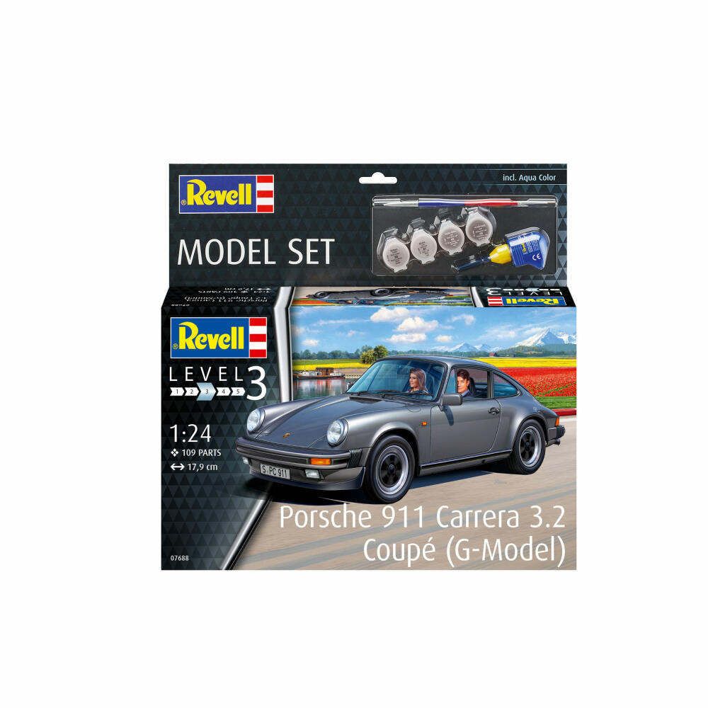 Revell Model Set Porsche 911 Carrera 3.2 Coupé G-Model, Auto, Modellbausatz, Modell Bausatz, 109 Teile, ab 10 Jahre, 67688
