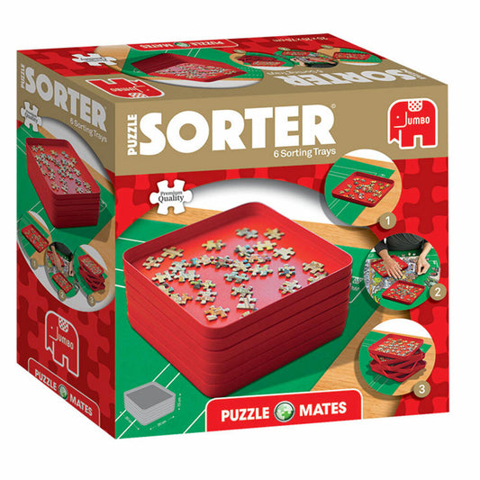 Jumbo Spiele Puzzle Mates - Sortierfächer, 6 Stück, Sortierhilfe, Aufbewahrung, 20 x 20 cm, 17953