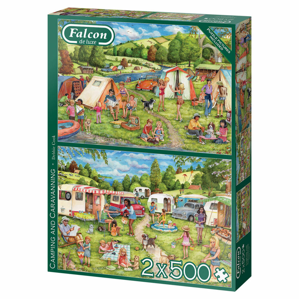 Jumbo Spiele Falcon Camping and Caravanning, Puzzle, Erwachsenenpuzzle, Puzzlespiel, 2 x 500 Teile, 11346