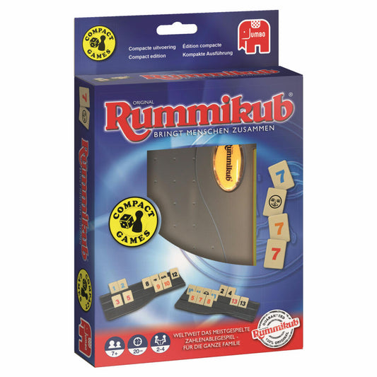 Jumbo Spiele Original Rummikub Kompaktspiel, Reisepiel, Gesellschaftsspiel, Familienspiel, Zahlenablagespiel, 3942