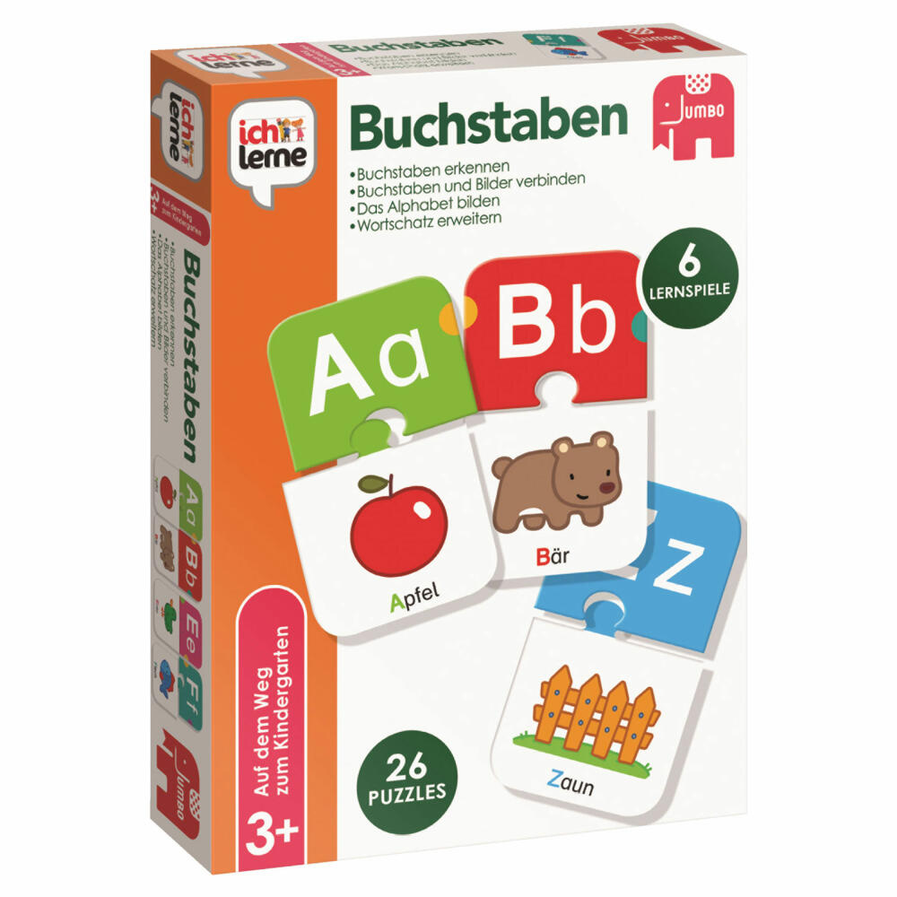 Jumbo Spiele ich lerne Buchstaben, Lernspiel, Kinderspiel, Alphabet, Puzzle, Legespiel, 19548