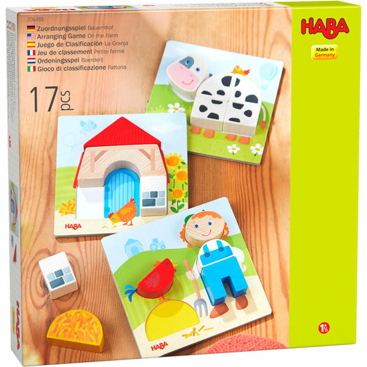 HABA Zuordnungsspiel Bauernhof, Legespiel, Kinderpuzzle, Puzzle, Kinder Spiel, ab 18 Monaten, 306488