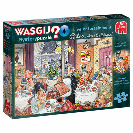 Jumbo Spiele Wasgij Retro Mystery 4 - Live Unterhaltung!, Puzzle, Mysterypuzzle, Rätsel, 1000 Teile, 19177