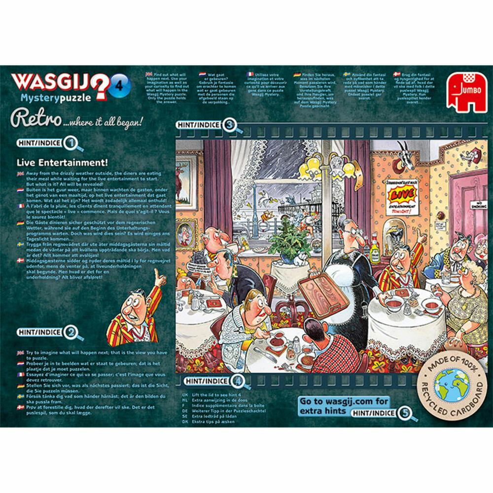 Jumbo Spiele Wasgij Retro Mystery 4 - Live Unterhaltung!, Puzzle, Mysterypuzzle, Rätsel, 1000 Teile, 19177