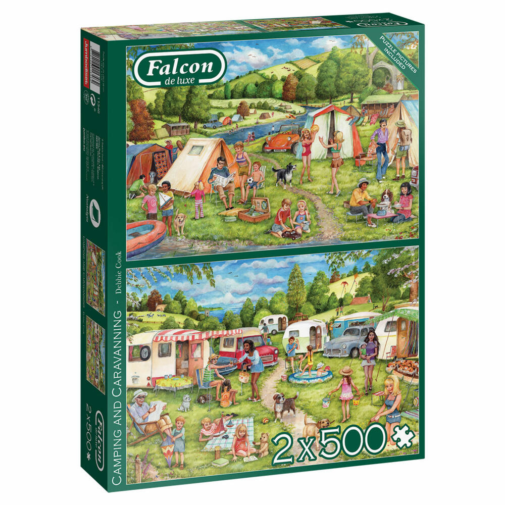 Jumbo Spiele Falcon Camping and Caravanning, Puzzle, Erwachsenenpuzzle, Puzzlespiel, 2 x 500 Teile, 11346