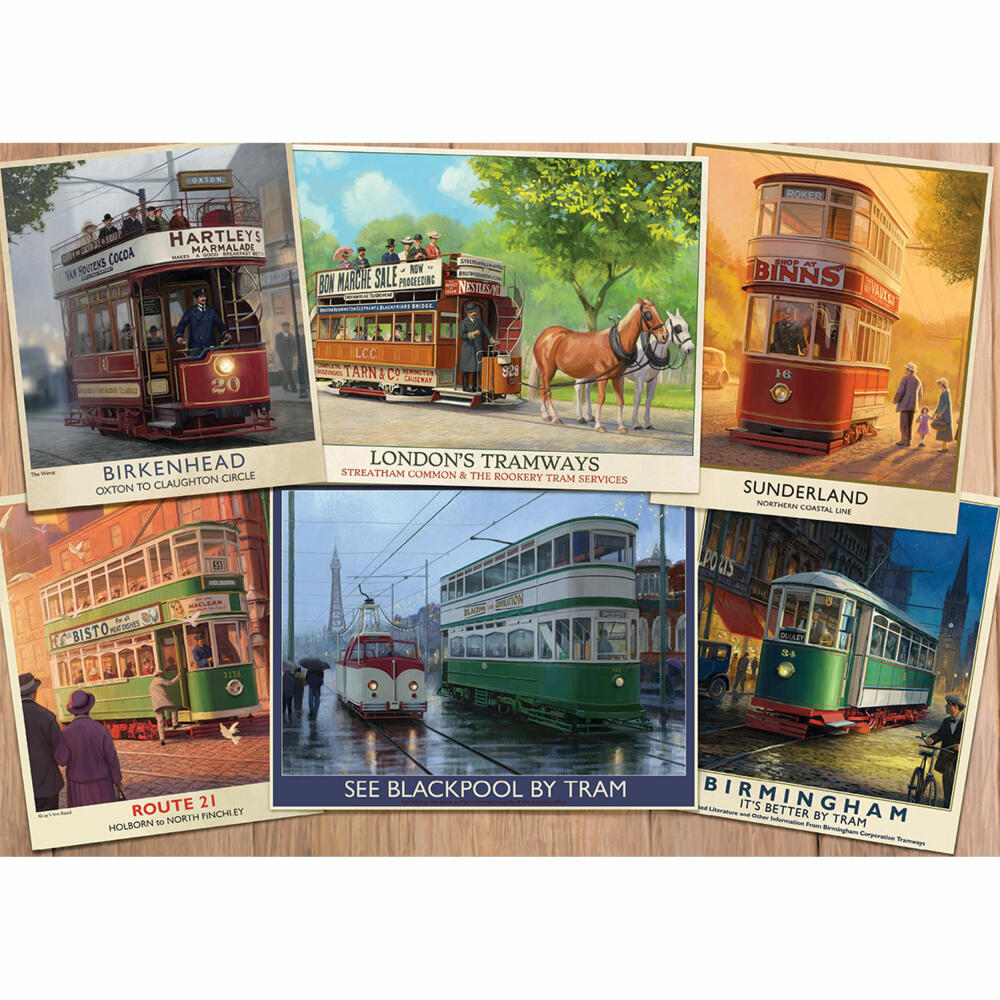 Jumbo Spiele Falcon Vintage Trams, Puzzle, Erwachsenenpuzzle, Puzzlespiel, 1000 Teile, 11367