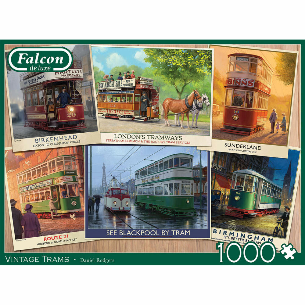 Jumbo Spiele Falcon Vintage Trams, Puzzle, Erwachsenenpuzzle, Puzzlespiel, 1000 Teile, 11367