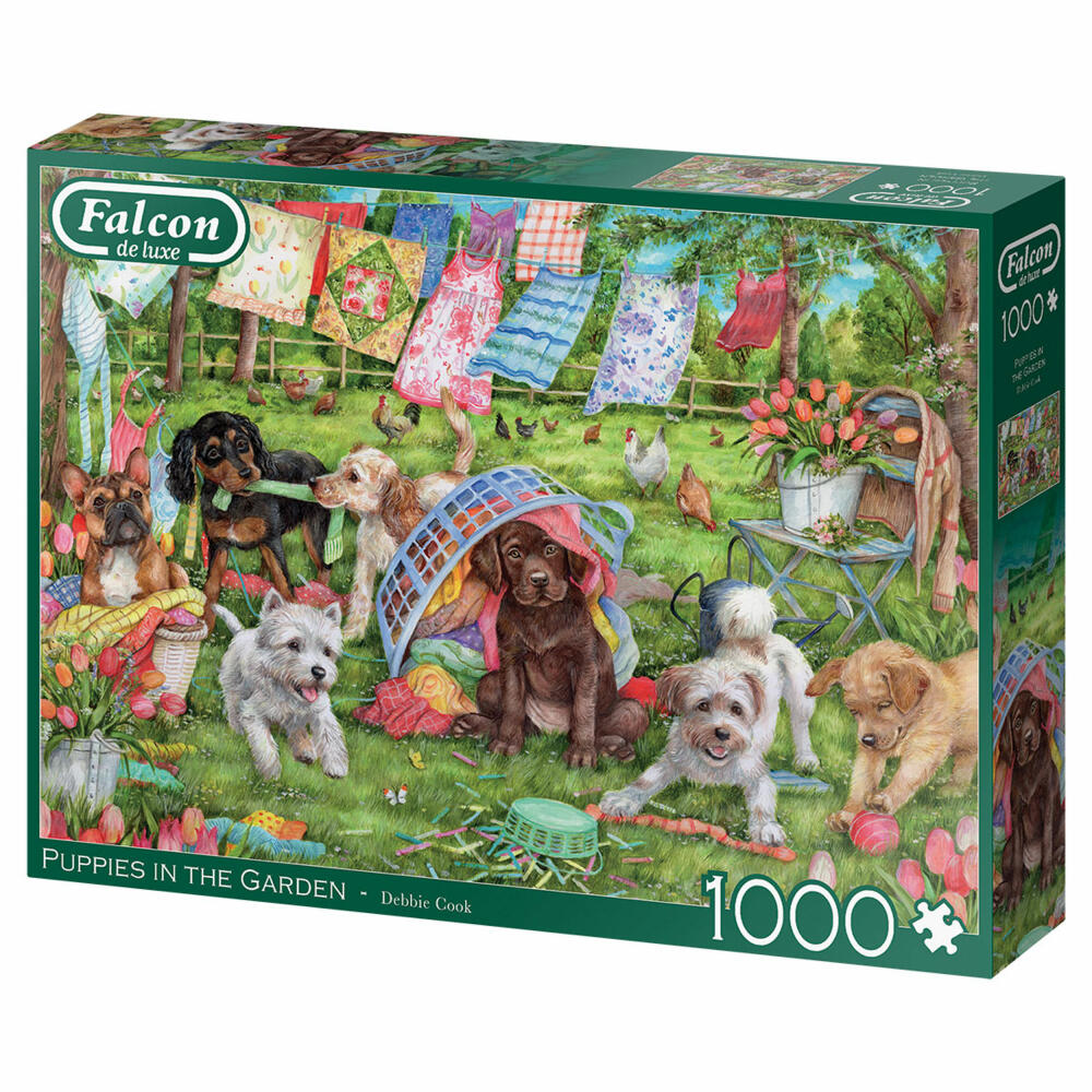 Jumbo Spiele Falcon Puppies in the Garden, Puzzle, Erwachsenenpuzzle, Puzzlespiel, 1000 Teile, 11390