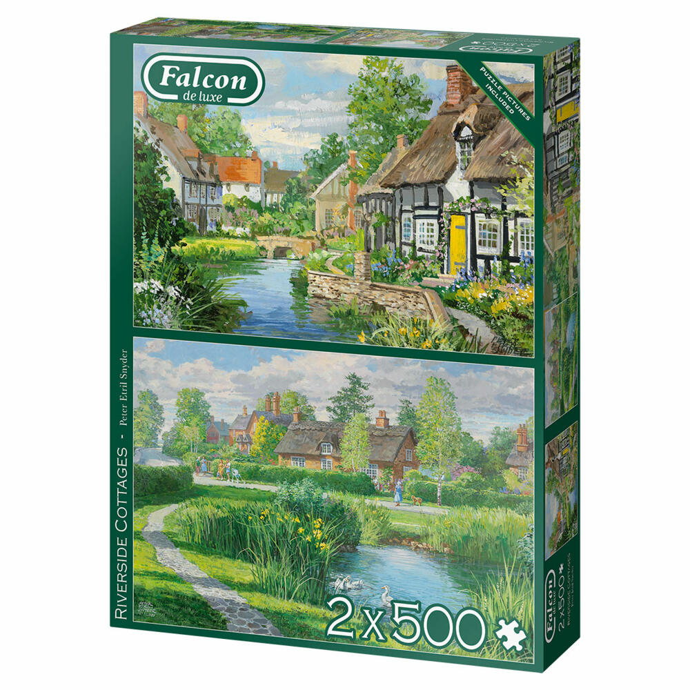 Jumbo Spiele Falcon Riverside Cottages, Puzzle, Erwachsenenpuzzle, Puzzlespiel, 2 x 500 Teile, 11289