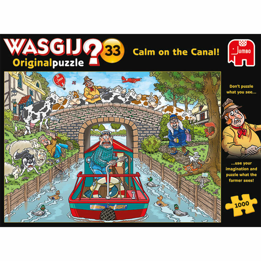 Jumbo Spiele Wasgij Original 33 - Ruhe am Kanal!, Puzzle, Erwachsenenpuzzle, Puzzlespiel, 1000 Teile, 19173