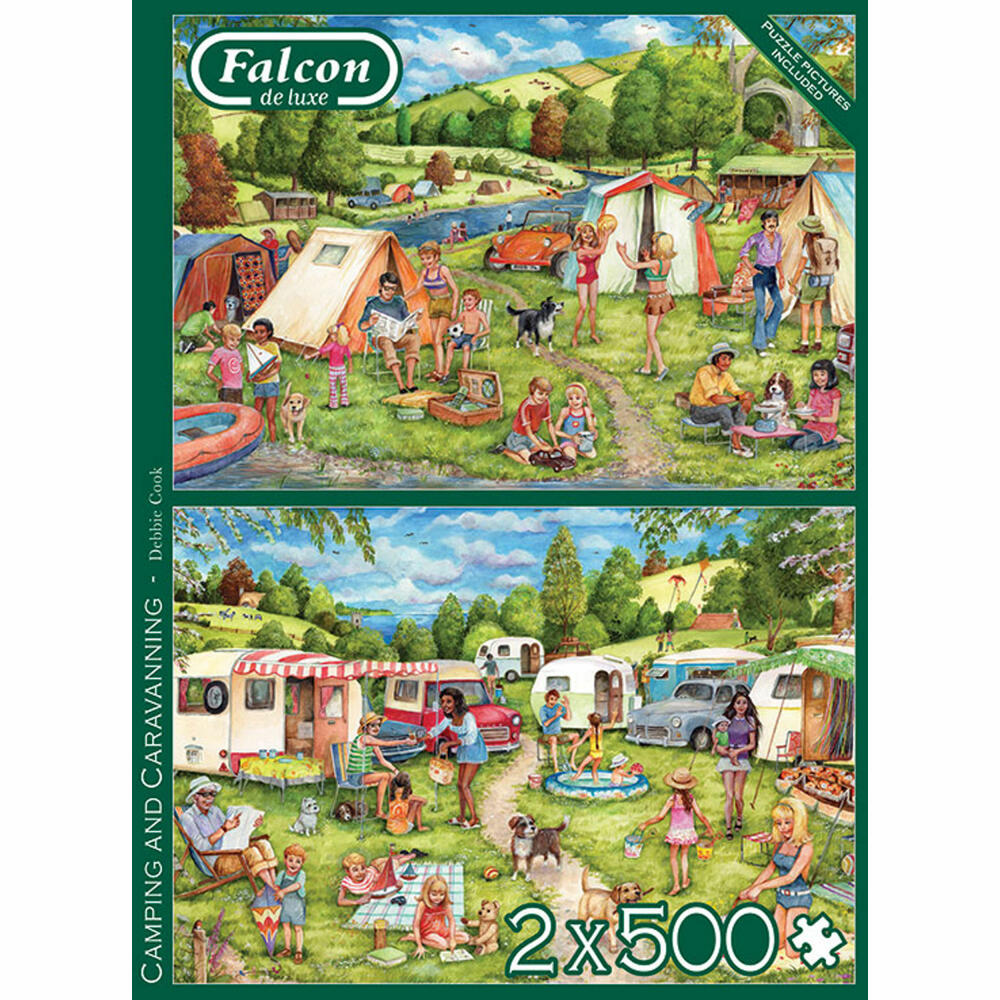 Jumbo Spiele Falcon Camping and Caravanning, Puzzle, Erwachsenenpuzzle, Puzzlespiel, 2 x 500 Teile, 11346