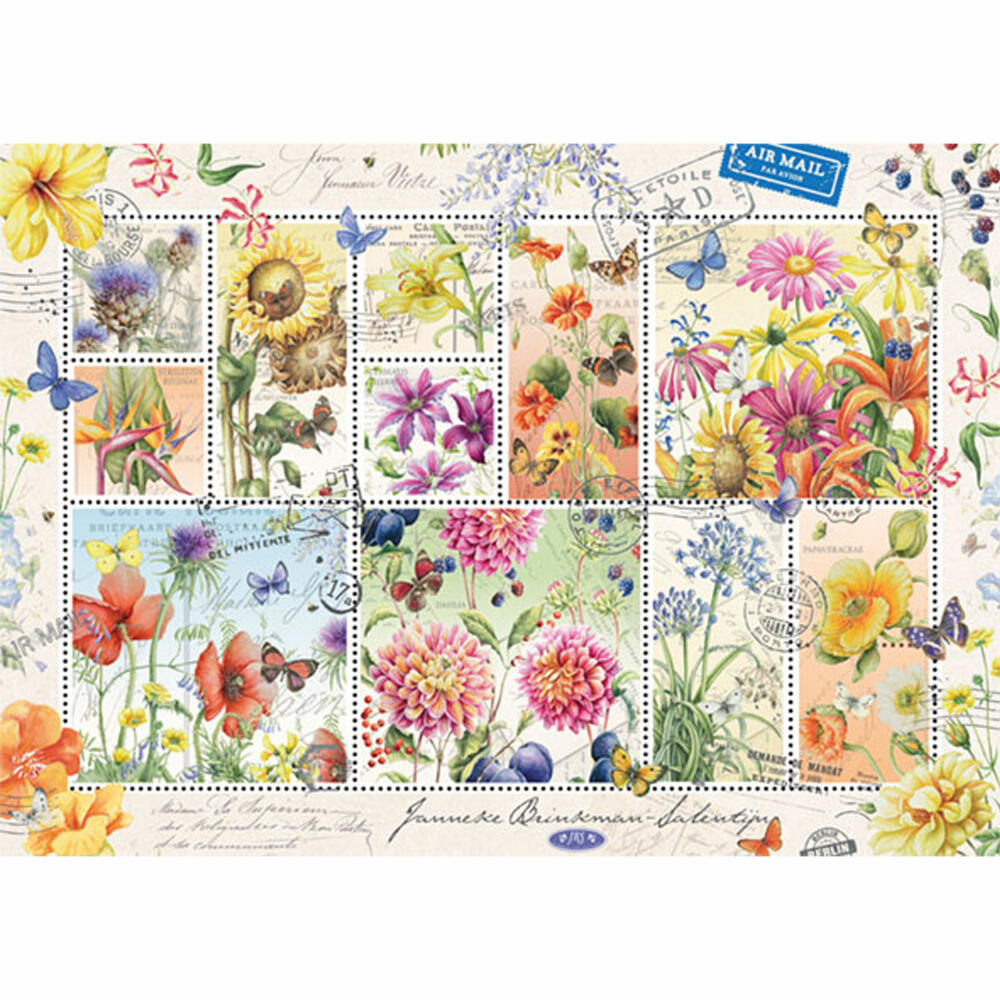 Jumbo Spiele Briefmarken Sammlung Sommerblumen, Puzzle, Erwachsenenpuzzle, Puzzlespiel, 1000 Teile, 18812