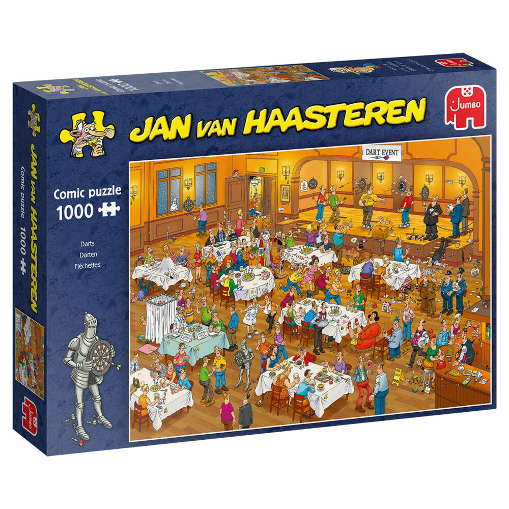 Jumbo Spiele Jan van Haasteren - Dart Turnier, Puzzle, Erwachsenenpuzzle, Puzzlespiel, 1000 Teile, 19076