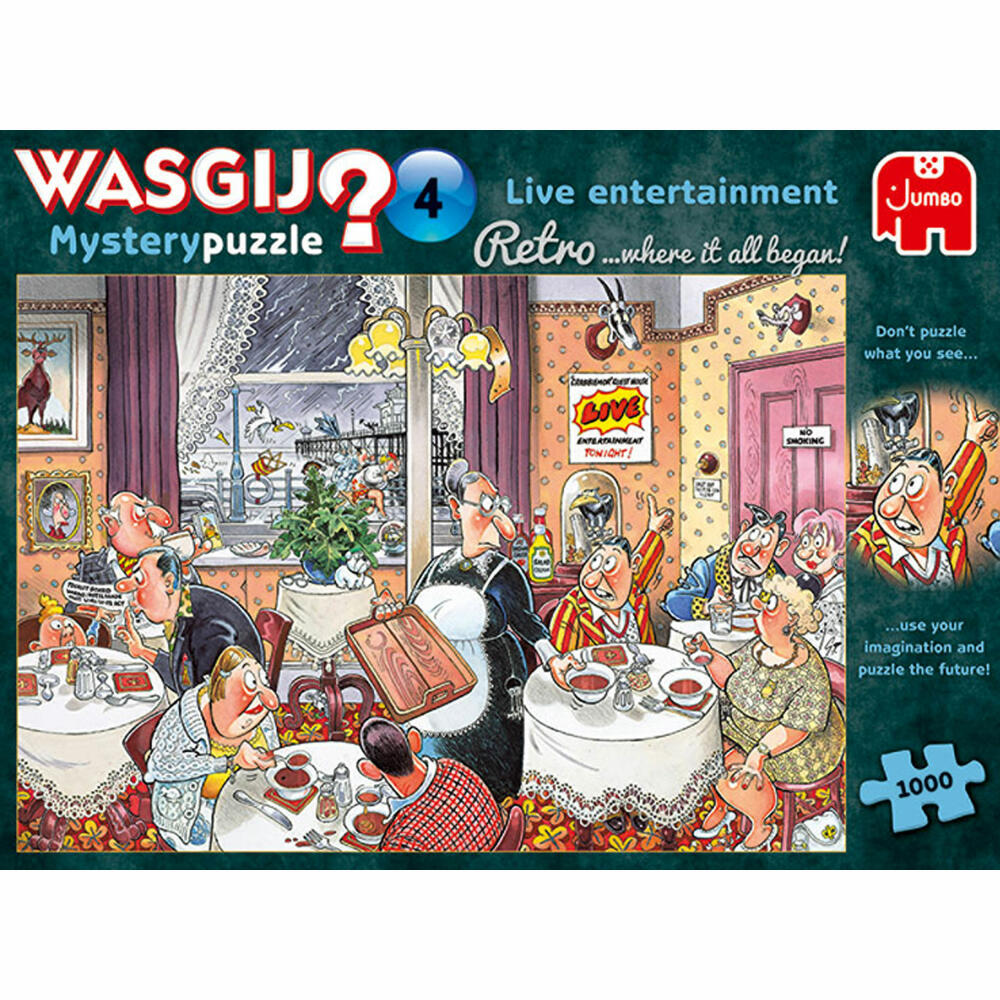 Jumbo Spiele Wasgij Retro Mystery 4 - Live Unterhaltung!, Puzzle, Mysterypuzzle, Rätsel, 1000 Teile, 19177