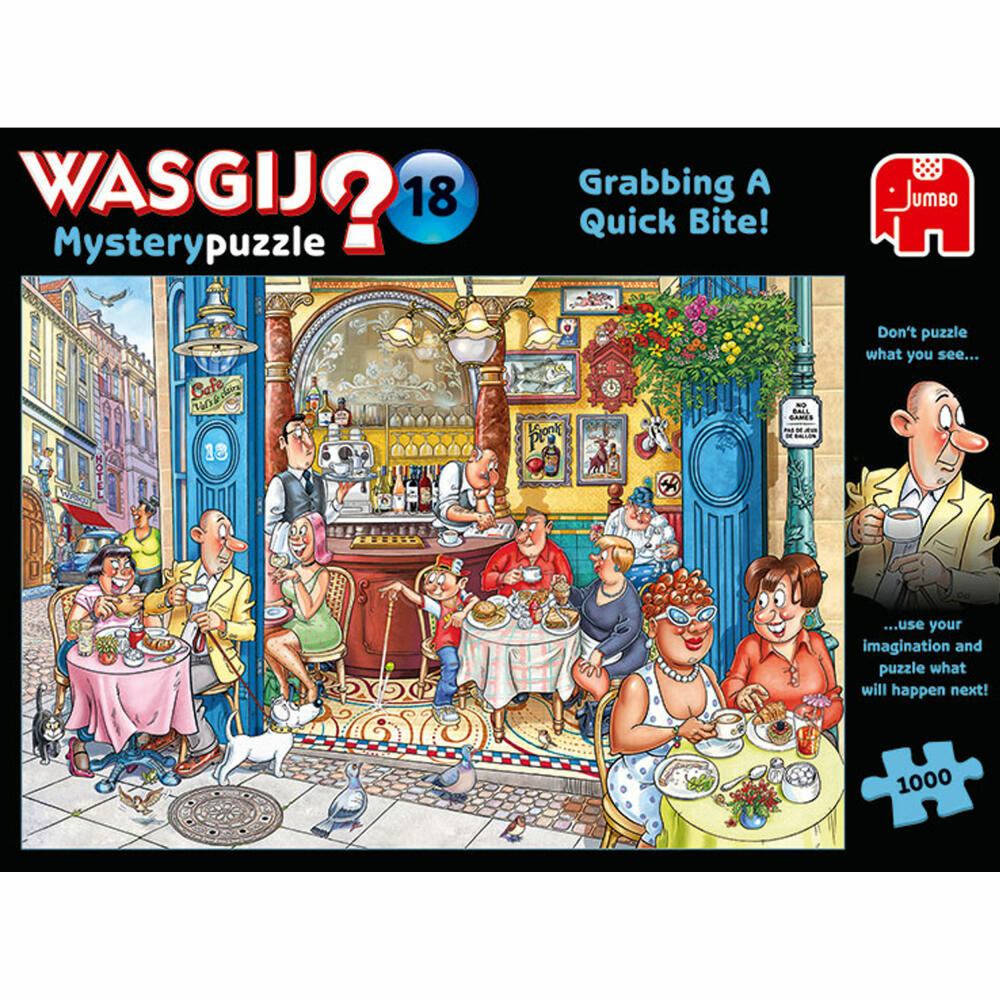 Jumbo Spiele Wasgij Mystery 18 - Greifen Sie zu!, Puzzle, Mysterypuzzle, Rätsel, 1000 Teile, 19179