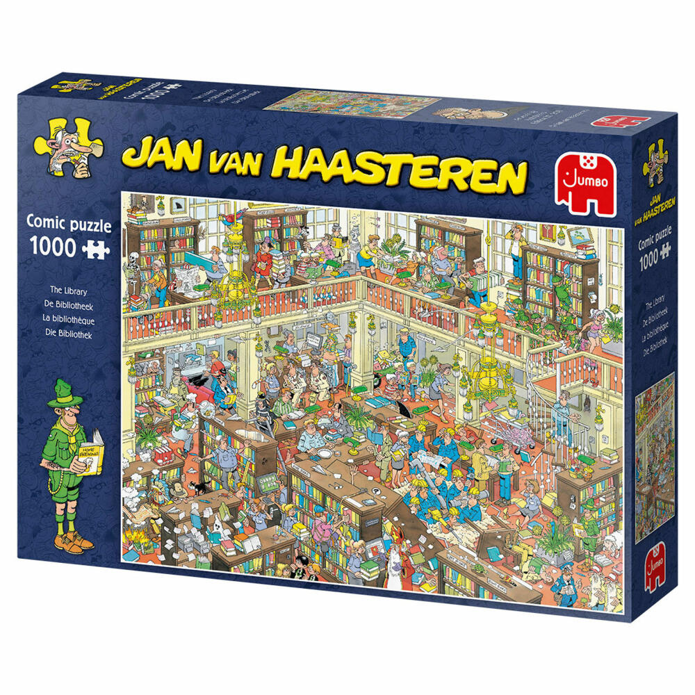 Jumbo Spiele Jan van Haasteren - Bibliothek, Puzzle, Erwachsenenpuzzle, Puzzlespiel, 1000 Teile, 19092