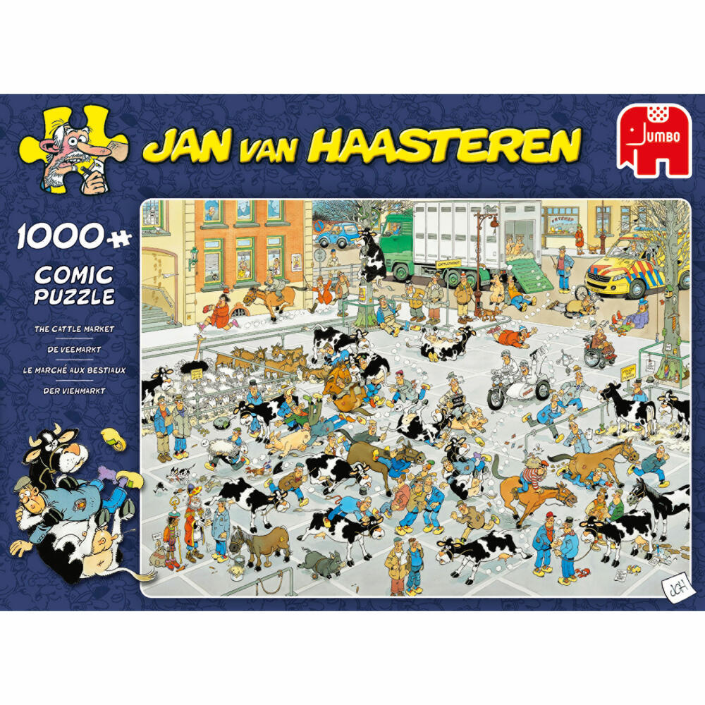 Jumbo Spiele Jan van Haasteren - Vieh-Markt, Puzzle, Erwachsenenpuzzle, Puzzlespiel, 1000 Teile, 19075