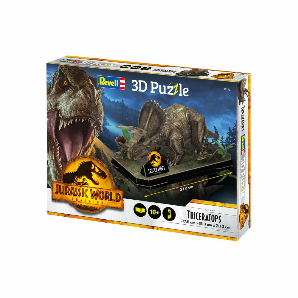 Revell 3D Puzzle Jurassic World Dominion Triceratops, Dinosaurier, Dino, 44 Teile, ab 10 Jahre, 00242