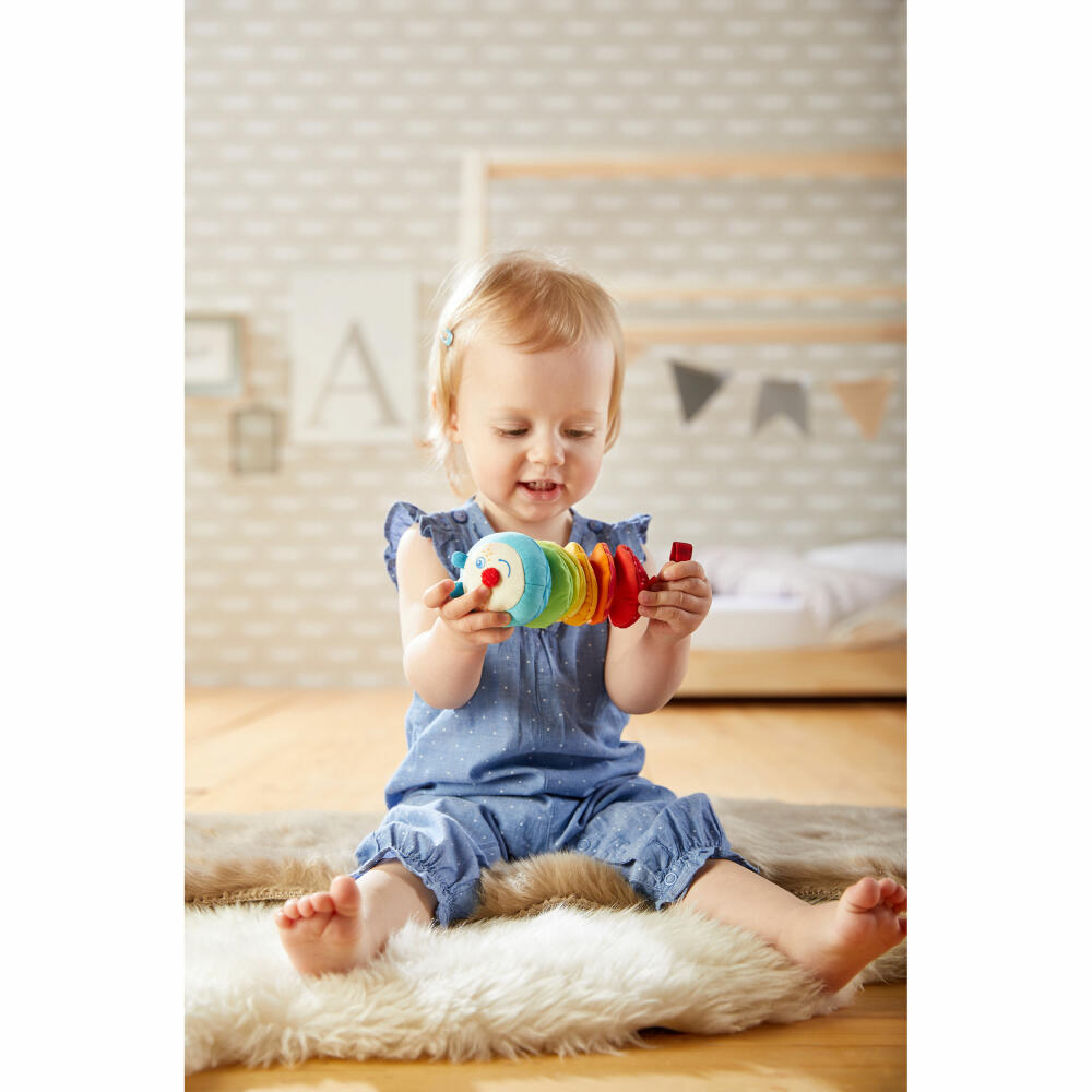 HABA Ratterfigur Raupe Mina, Baby Spiele, Babyspiele, Babyspielzeug, Stoffspielzeug, Spielzeug, 303192