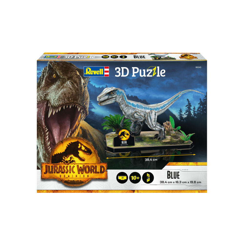 Revell 3D Puzzle Jurassic World Dominion Blue, Raptor, Dinosaurier, Dino, 58 Teile, ab 10 Jahre, 00243