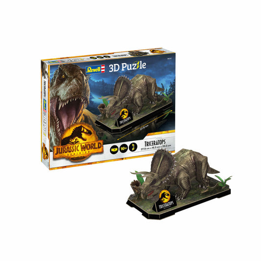 Revell 3D Puzzle Jurassic World Dominion Triceratops, Dinosaurier, Dino, 44 Teile, ab 10 Jahre, 00242