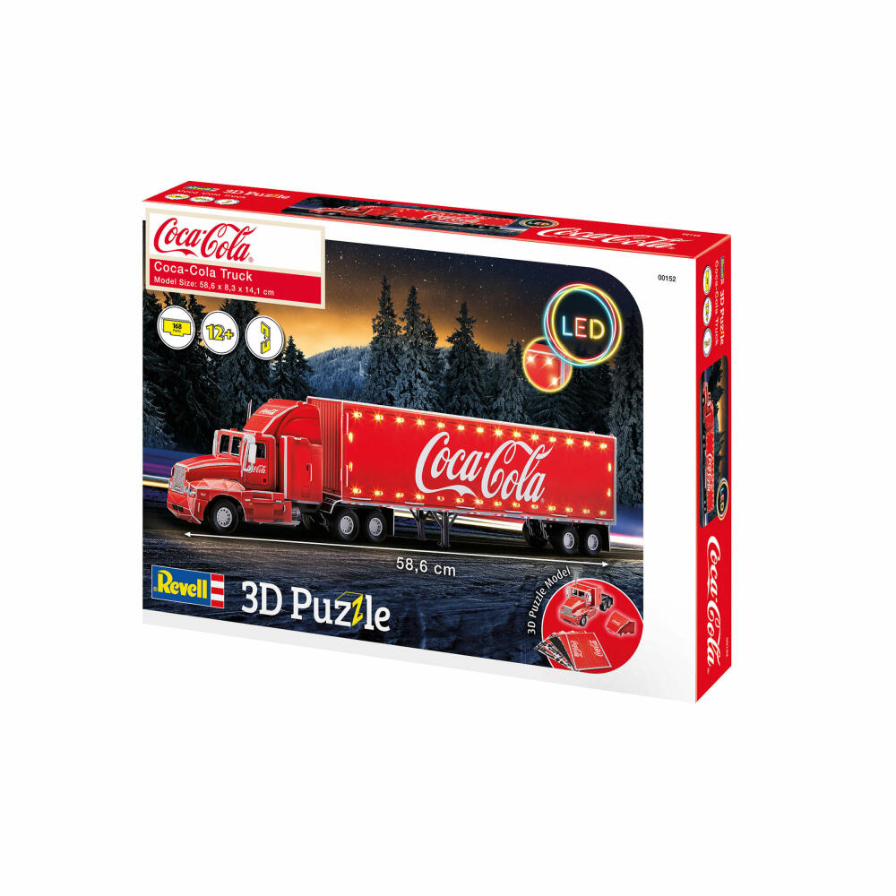 Revell 3D Puzzle Coca-Cola Truck, LED Edition, mit Beleuchtung, 168 Teile, ab 12 Jahre, 00152