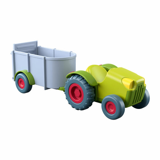 HABA Little Friends-Traktor mit Anhänger, Bauernhof, Spielwagen, Spiel Wagen, Spielzubehör, Spielzeug, 303131