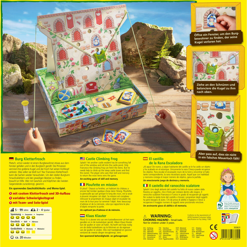 HABA Burg Kletterfrosch, Kinder Spiele, Kinderspiel, Geschicklichkeitsspiel, Memospiel, Spielzeug, 303631