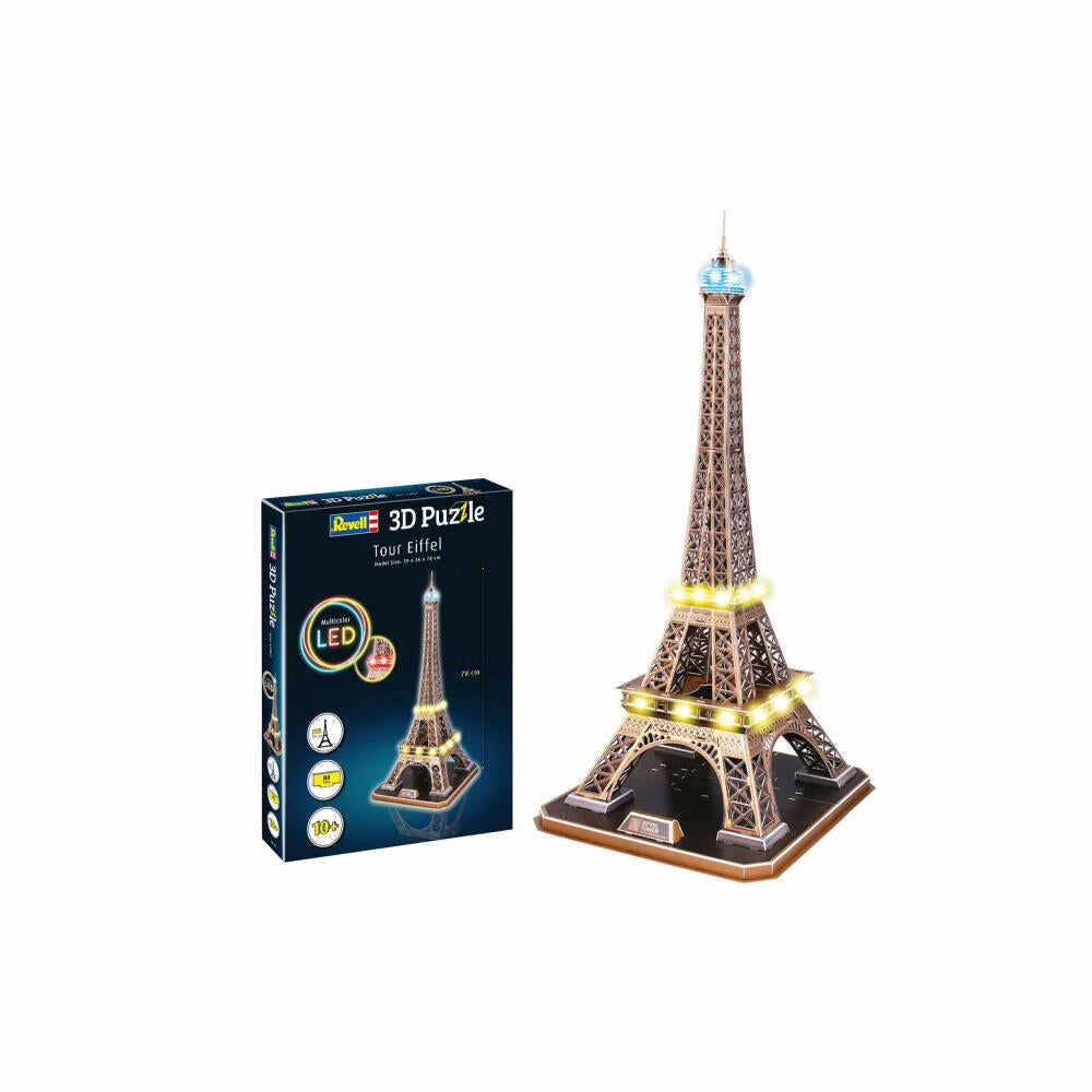 Revell 3D Puzzle Eiffelturm, LED Edition, mit Beleuchtung, 84 Teile, ab 10 Jahren, 00150