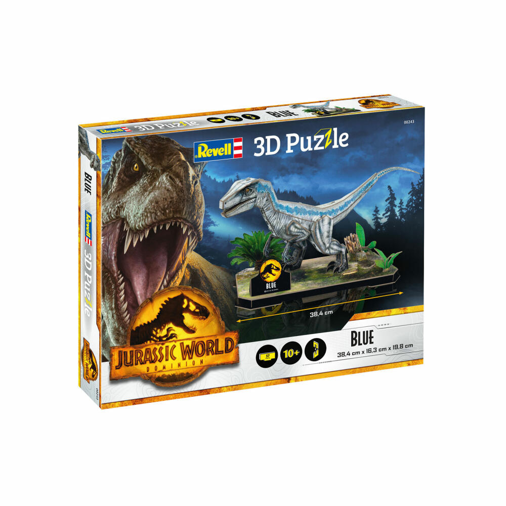 Revell 3D Puzzle Jurassic World Dominion Blue, Raptor, Dinosaurier, Dino, 58 Teile, ab 10 Jahre, 00243