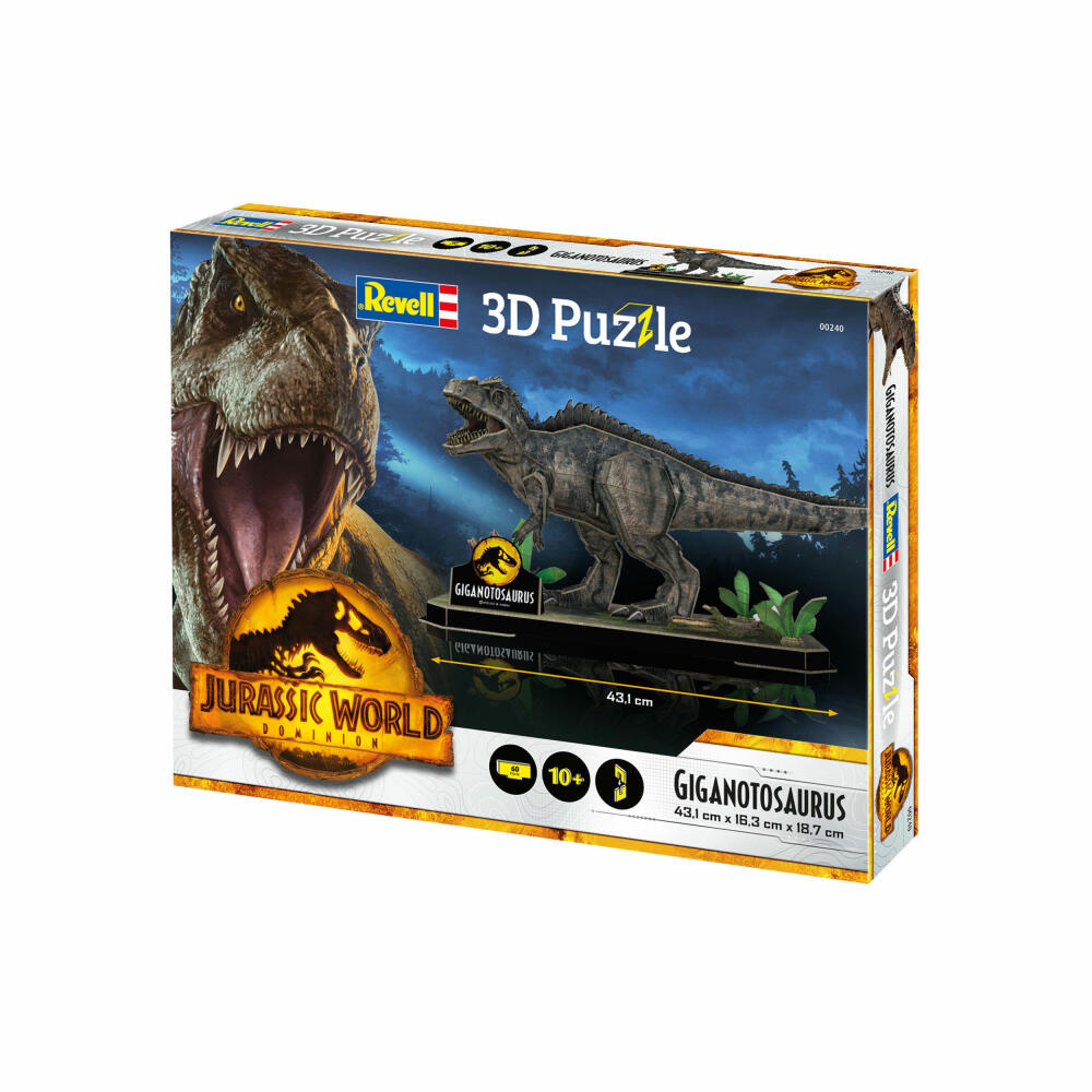 Revell 3D Puzzle Jurassic World Dominion Dinosaur 1, Giganotosaurus, 60 Teile, ab 10 Jahre, 00240