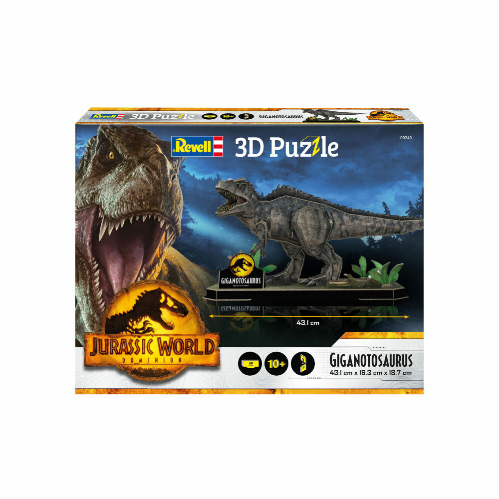 Revell 3D Puzzle Jurassic World Dominion Dinosaur 1, Giganotosaurus, 60 Teile, ab 10 Jahre, 00240