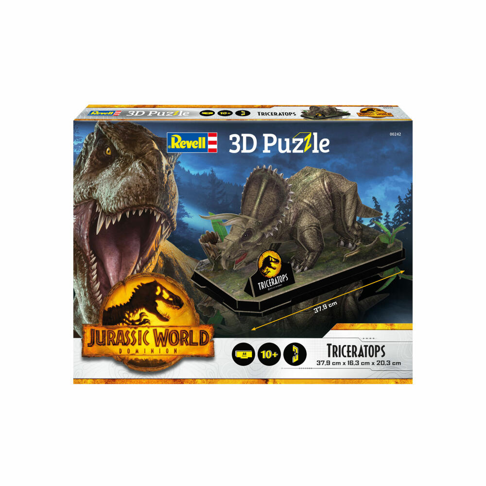 Revell 3D Puzzle Jurassic World Dominion Triceratops, Dinosaurier, Dino, 44 Teile, ab 10 Jahre, 00242