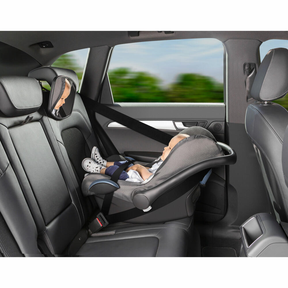 reer BabyView Auto-Sicherheitsspiegel, Baby-Rücksitzspiegel, Autospiegel, Rückspiegel, Baby, für Babyschalen und Reboarder-Kindersitze, 86031
