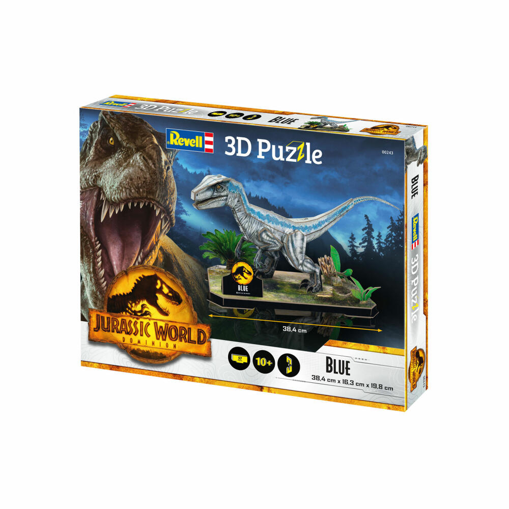 Revell 3D Puzzle Jurassic World Dominion Blue, Raptor, Dinosaurier, Dino, 58 Teile, ab 10 Jahre, 00243