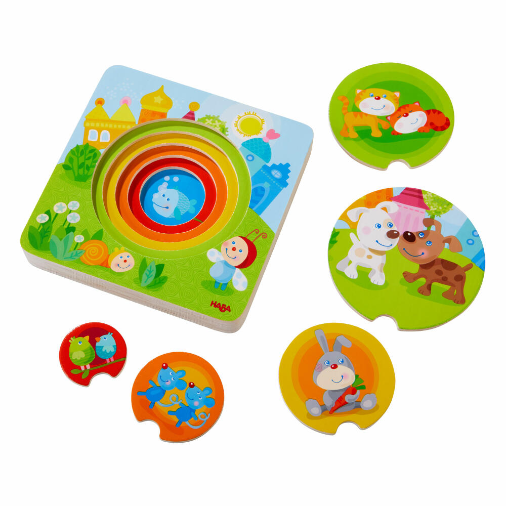 HABA Holzpuzzle Kunterbunte Tierkinder 0303536