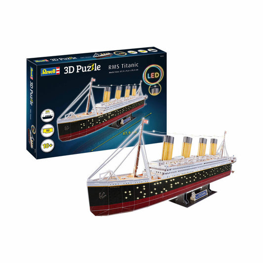 Revell 3D Puzzle RMS Titanic - LED Edition, Kreuzfahrtschiff, 3D-Bausatz, 266 Teile, 00154