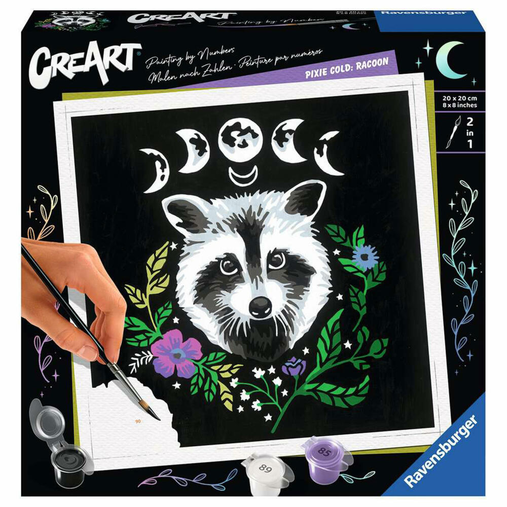 Ravensburger CreArt Pixie Cold: Racoon, Malen nach Zahlen, Malset, Malvorlage, Malen, 23509