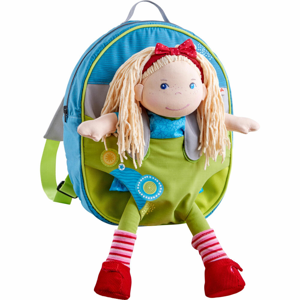 HABA Kinder-Puppenrucksack Sommerwiese, Rucksack für Puppen bis 30 cm, Kunststoff, Polyester, 305975