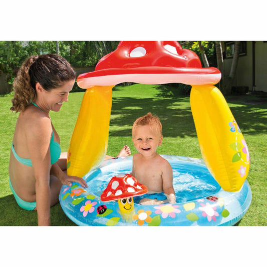 Bauer Intex BabyPool Mushroom mit Sonnenschutz, Wasserbedarf ca 45l, aufblasbarer Boden, 1-3 Jahre