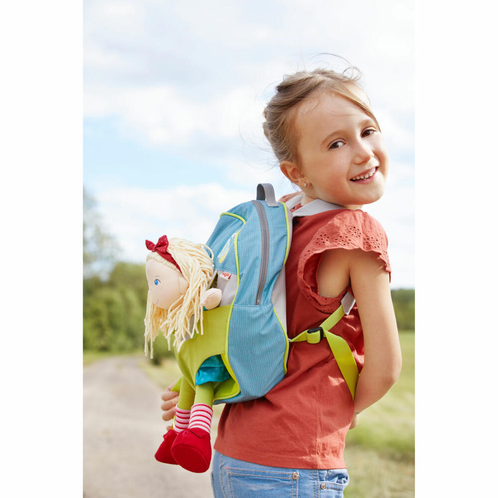 HABA Kinder-Puppenrucksack Sommerwiese, Rucksack für Puppen bis 30 cm, Kunststoff, Polyester, 305975