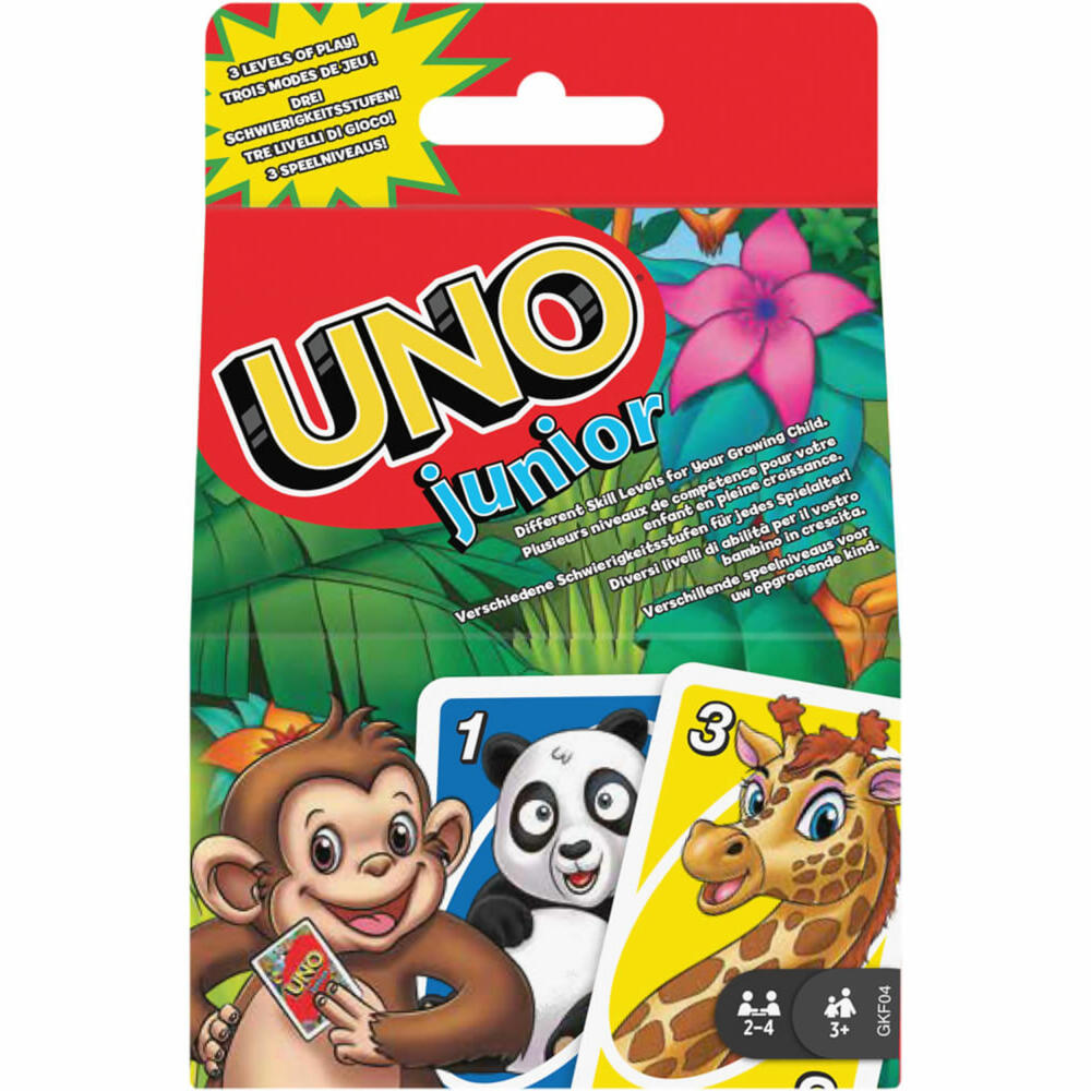 Mattel UNO Junior, Kartenspiel, Kinderspiel, Familienspiel, Gesellschaftsspiel, ab 3 Jahre, GKF04