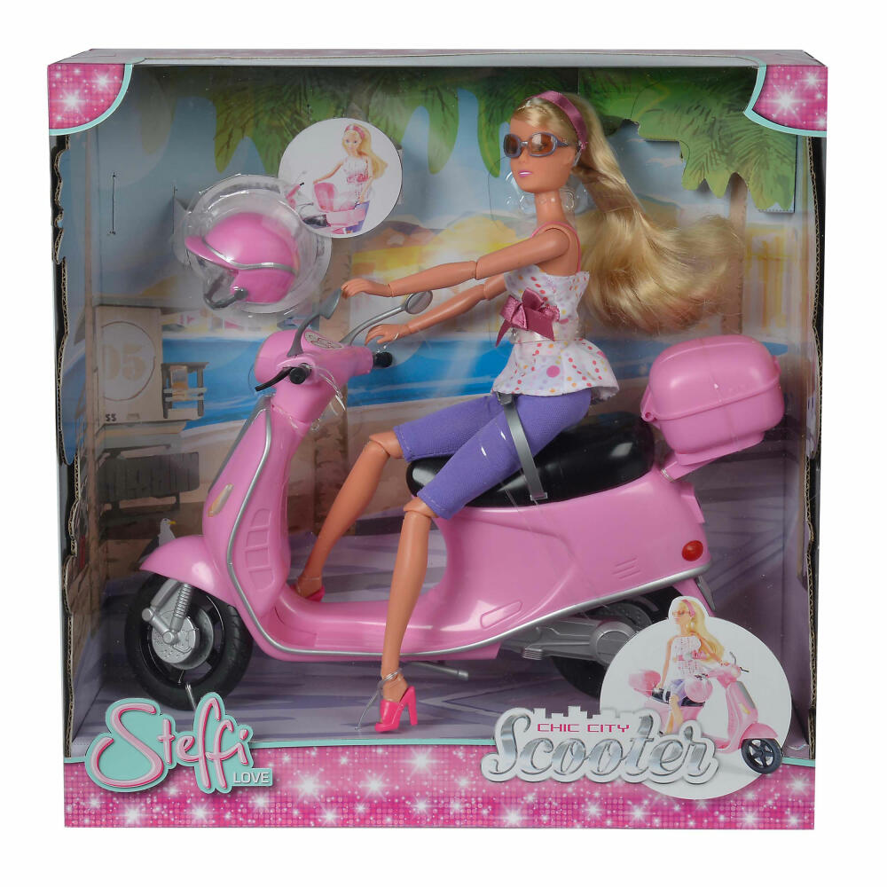 Simba Steffi Love Chic City Scooter, Roller, Mofa, mit Helmfach, Puppe, Spielzeug, 29 cm, 105730282