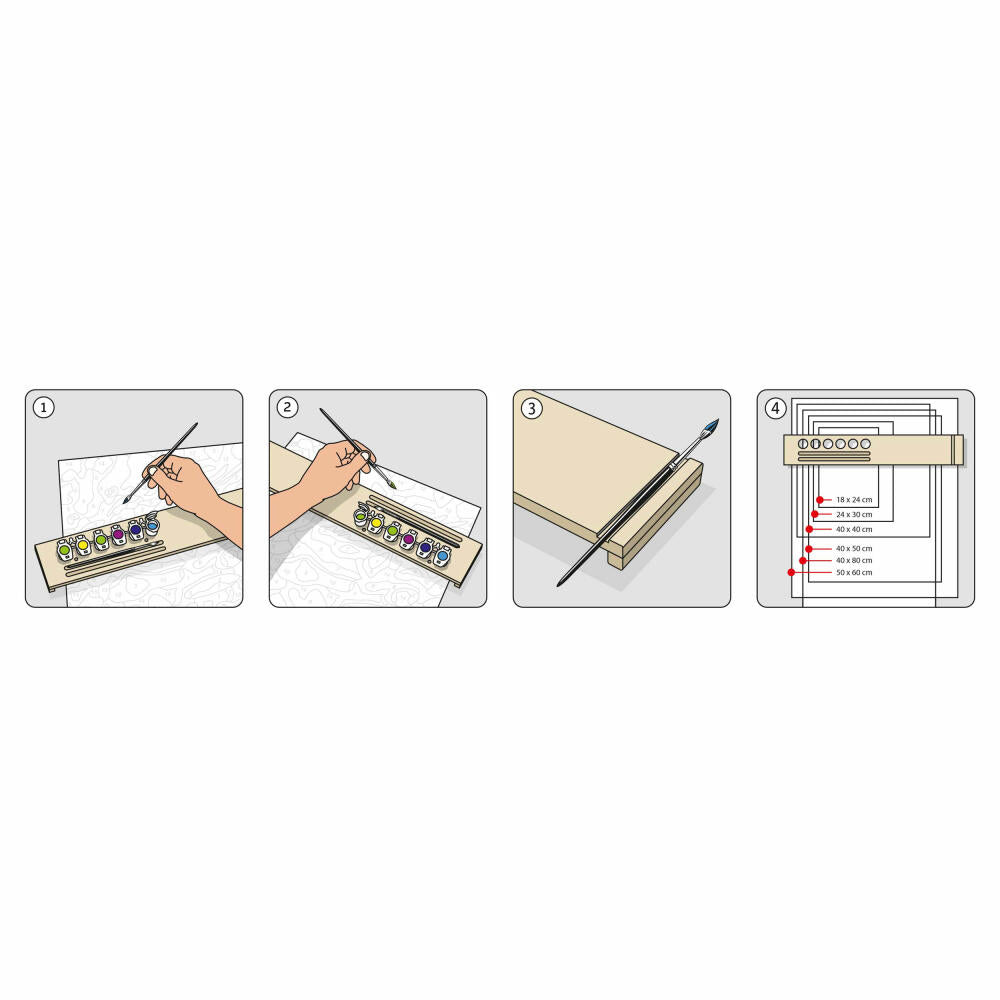 Schipper Malen nach Zahlen Paintmaster, Malablage, Pinselablage, Malhilfe, Ablage, Lindenholz, 54 cm, 605210763