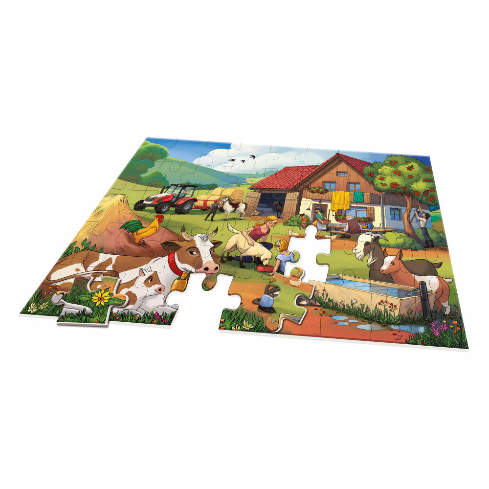 Noris XXL Puzzle Urlaub auf dem Bauernhof, Kinderpuzzle, Kinder, Spiel, Spielzeug, 45 Teile, 64 x 44 cm, 606031565