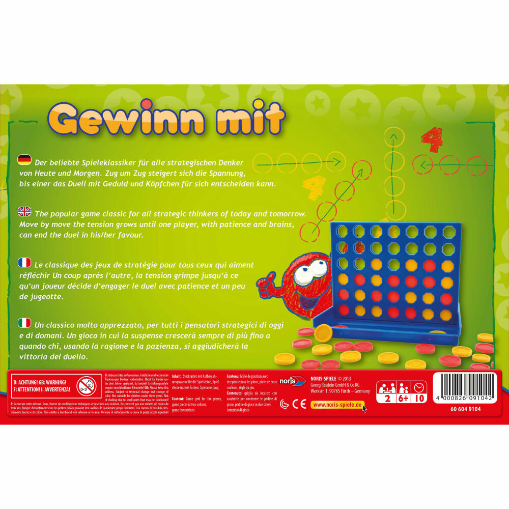 Noris Gewinn mit 4, Connect Four, Vier, Gewinnt, Strategiespiel, Kinder, Spiel, 606049104